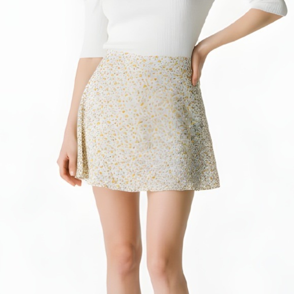 Hollister Ultra High Waist Yellow Daisy Floral Lined Mini Skirt w Slit